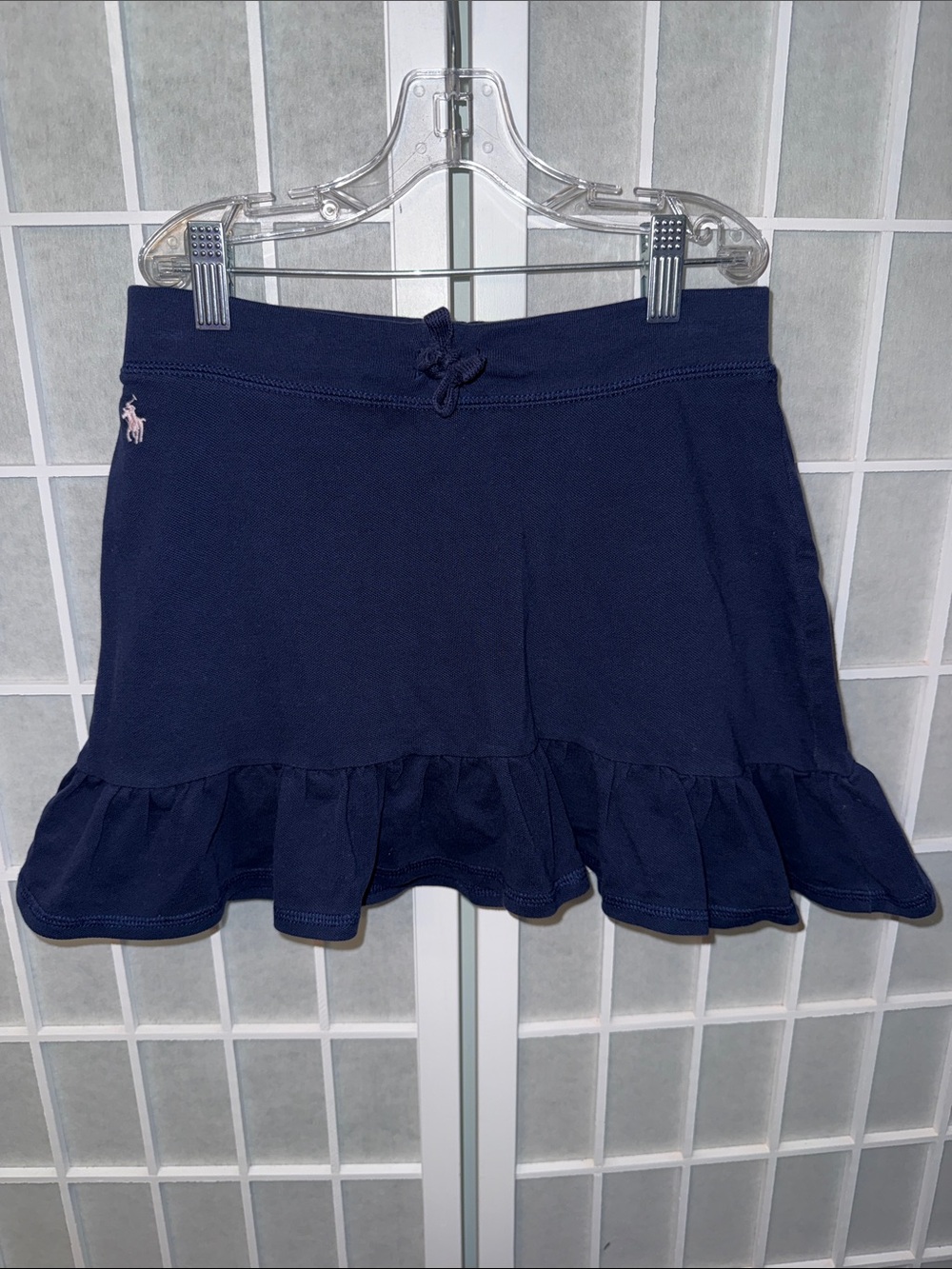 Girl’s Ralph Lauren Navy Ruffle Hem Skirt with Shorts Pink Pony Size L 12/14